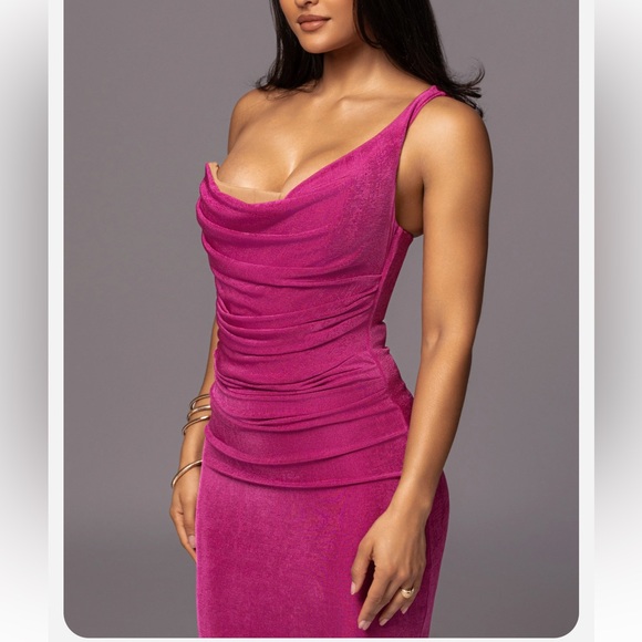 Berry Slinky One Shoulder Dress Corset Top - Picture 2 of 11